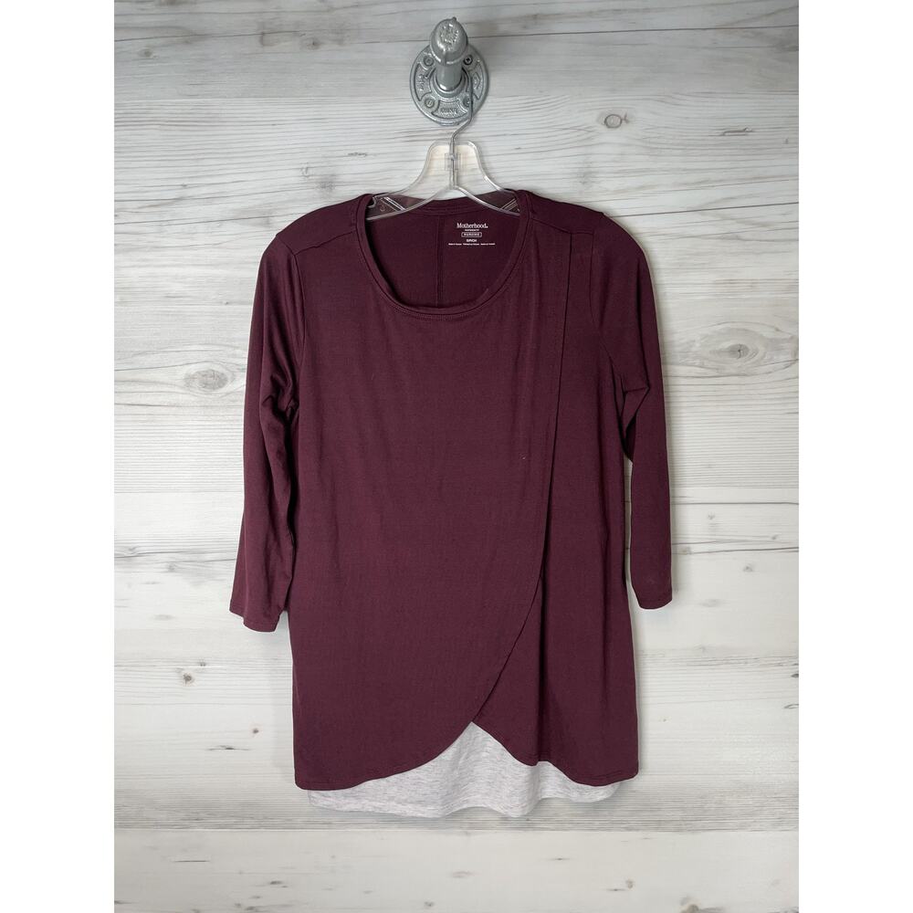 Motherhood Maternity Burgundy Long Sleeve Nursing Top